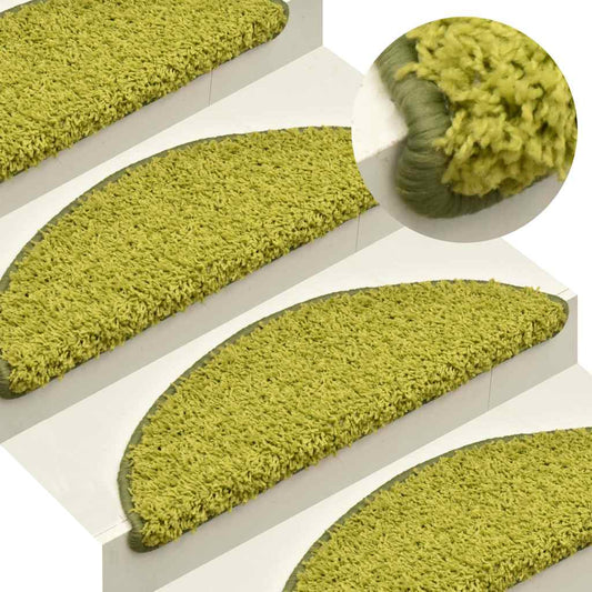 Stair Mats 15 pcs 56x17x3 cm Green Half Round