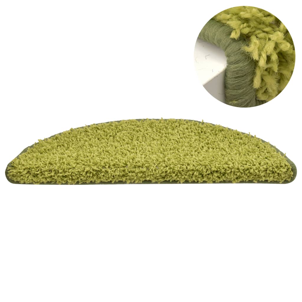 Stair Mats 15 pcs 65x21x4 cm Green Half Round Large