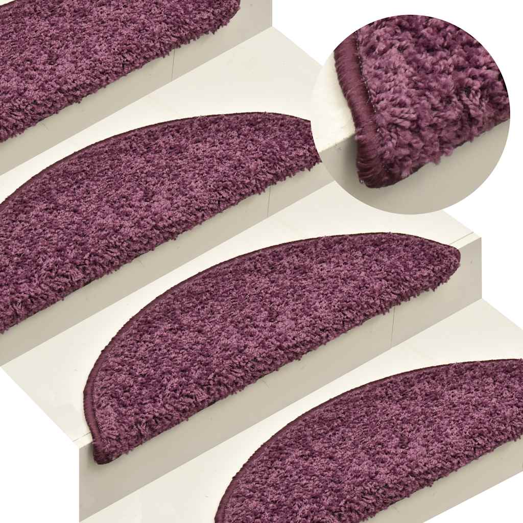 Stair Mats 15 pcs 56x17x3 cm Dark Purple Half Round