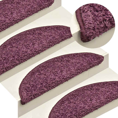 Stair Mats 15 pcs 56x17x3 cm Dark Purple Half Round