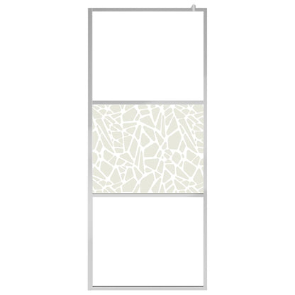 Walk-in Shower Wall ESG Glass with Stone Design 80x195 cm