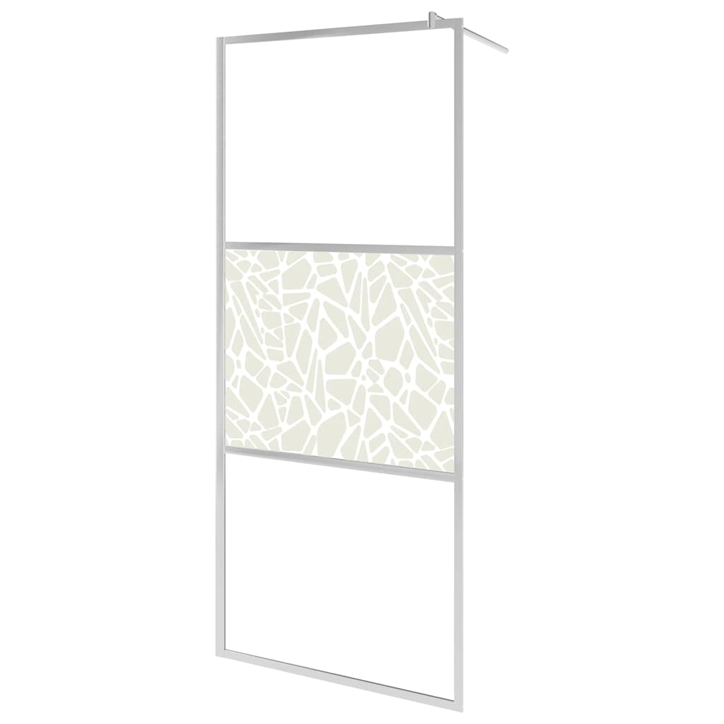 146653 vidaXL Walk-in Shower Wall ESG Glass with Stone Design 115x195 cm