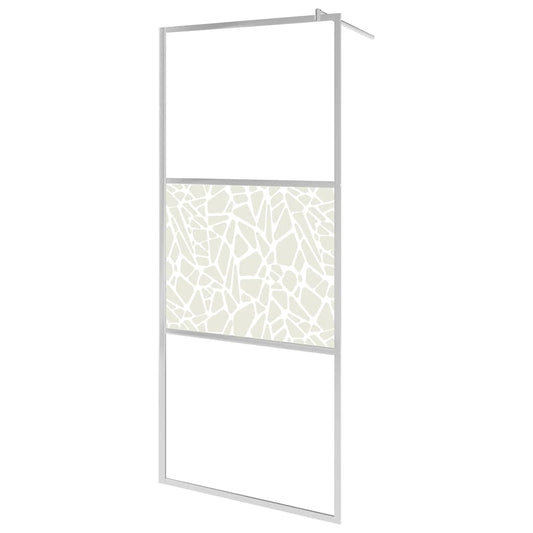 146653 vidaXL Walk-in Shower Wall ESG Glass with Stone Design 115x195 cm