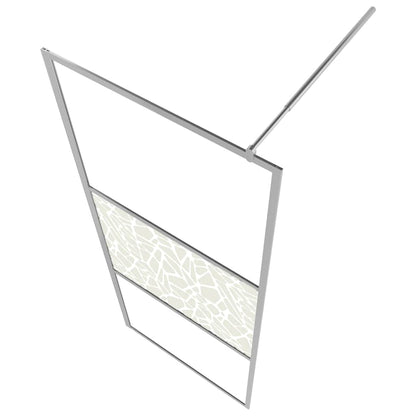 146653 vidaXL Walk-in Shower Wall ESG Glass with Stone Design 115x195 cm