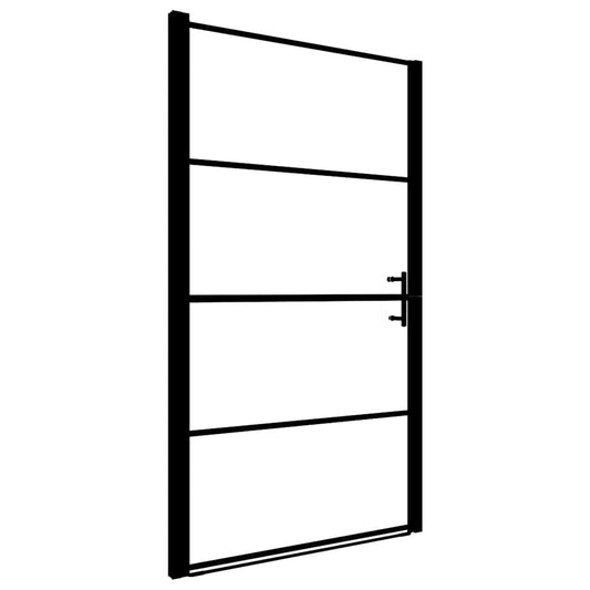 Shower Door Frost Tempered Glass 91x195 cm Black