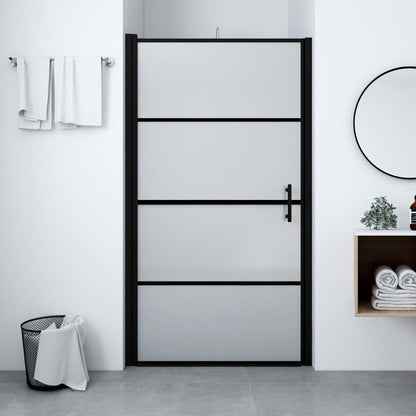 Shower Door Frost Tempered Glass 39.4"x70.1" Black