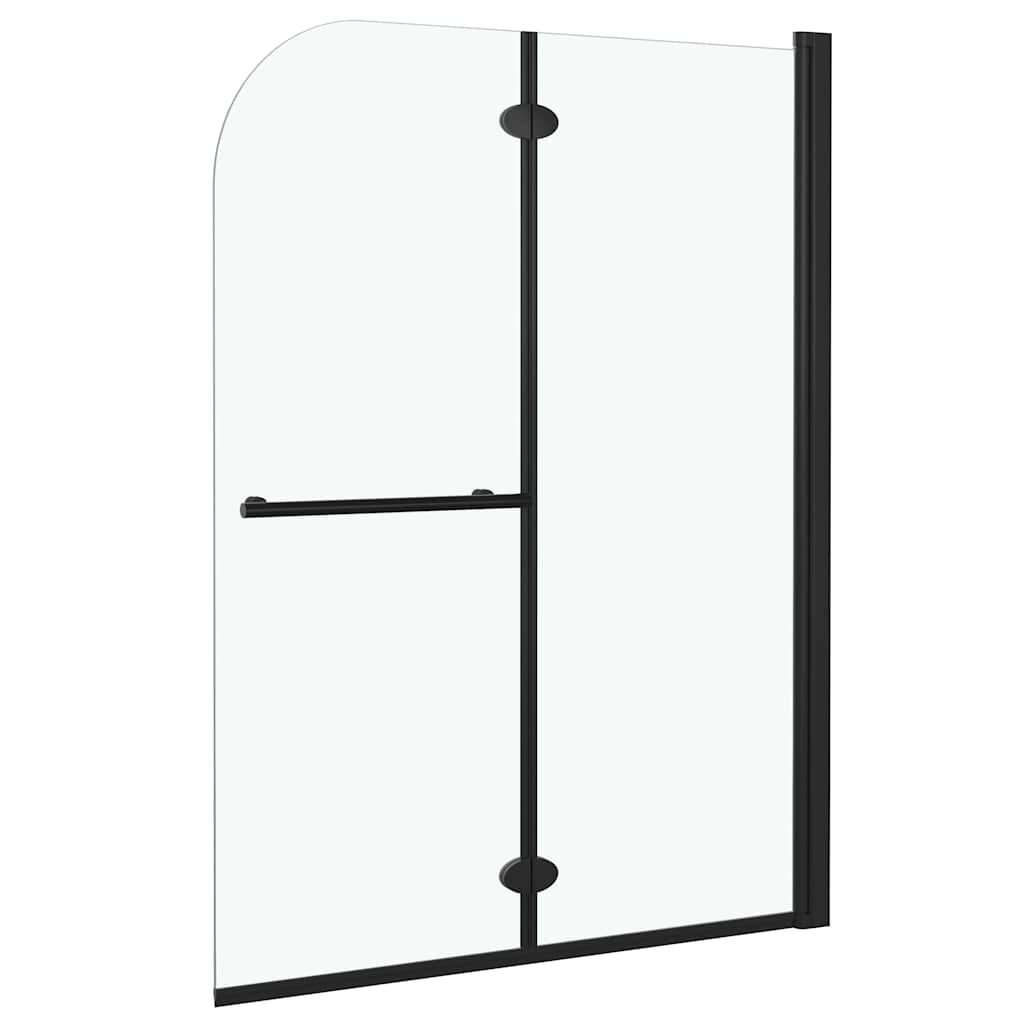 147193 vidaXL Folding Shower Enclosure 2 Panels ESG 95x140 cm Black