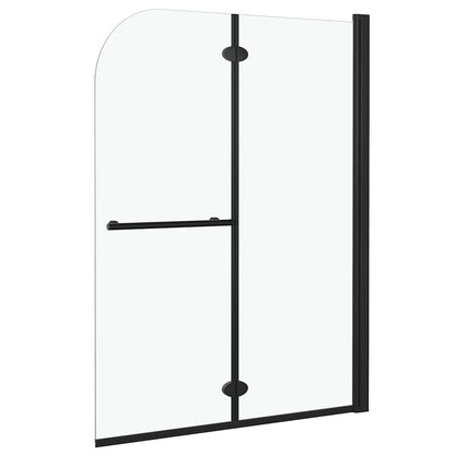 147193 vidaXL Folding Shower Enclosure 2 Panels ESG 95x140 cm Black