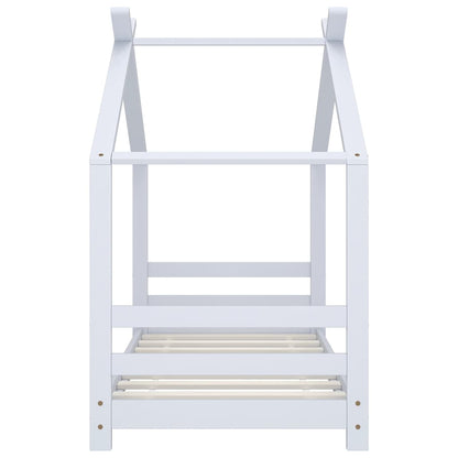 Kids Bed Frame White Solid Pine Wood 70x140 cm