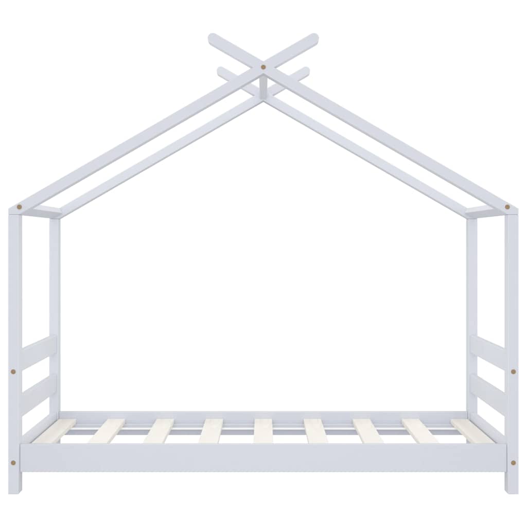 Kids Bed Frame White Solid Pine Wood 70x140 cm