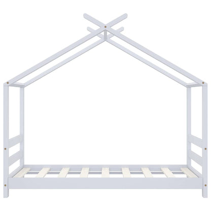 Kids Bed Frame White Solid Pine Wood 70x140 cm