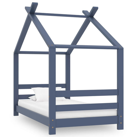 Kids Bed Frame | Grey | Solid pinewood, plywood | 140 cm x 70 cm