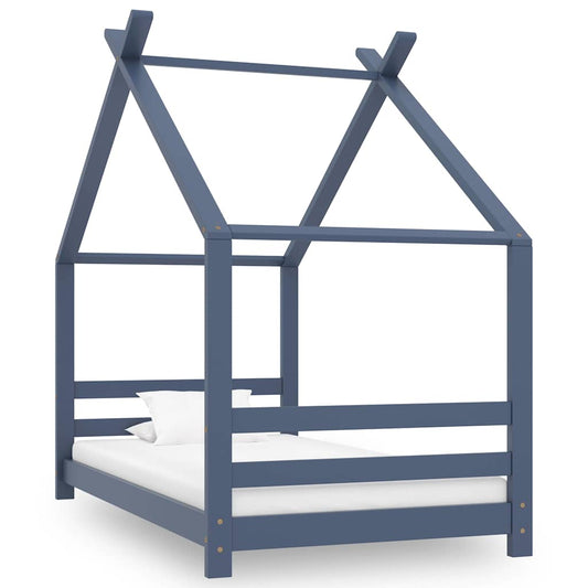 Kids Bed Frame | Grey | Solid pine wood | 80 cm x 160 cm | Durable