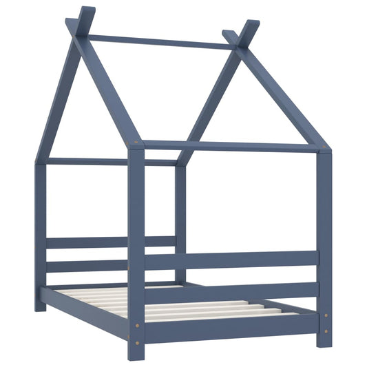 Kids Bed Frame | Grey | Solid pine wood | 80 cm x 160 cm | Durable