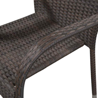 Dining Chair |  Set of 4 | Brown | PE rattan, powder-coated steel