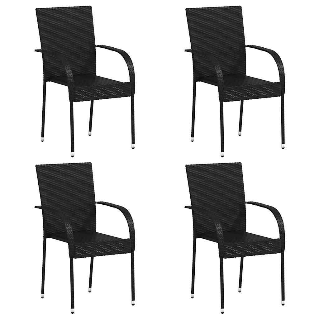 Stackable Patio Chairs 4 pcs Poly Rattan Black
