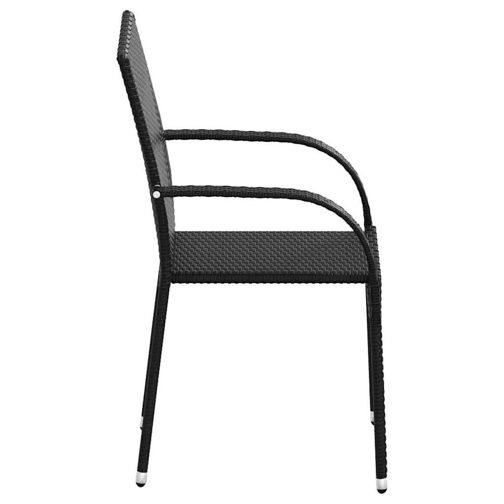 Stackable Patio Chairs 4 pcs Poly Rattan Black