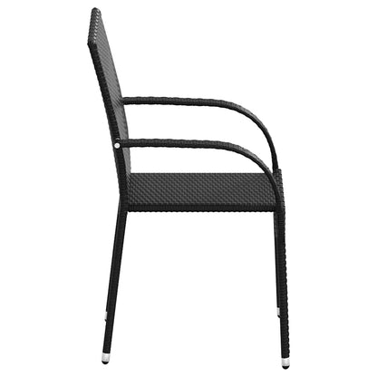 Stackable Patio Chairs 4 pcs Poly Rattan Black