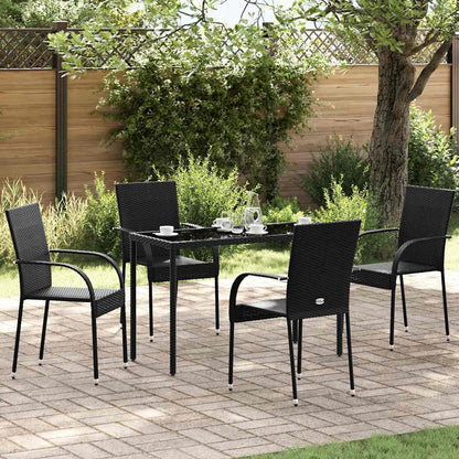 Stackable Patio Chairs 4 pcs Poly Rattan Black
