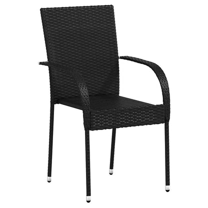 Dining Chair | Set of 6 | Black | PE Rattan | One Size | Stackable