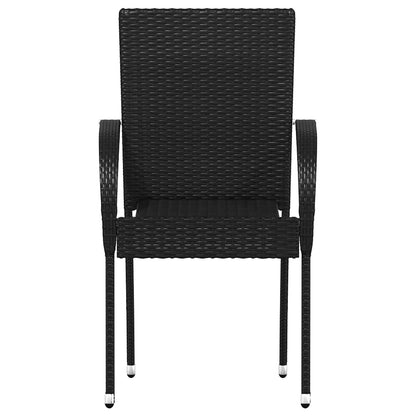 Dining Chair | Set of 6 | Black | PE Rattan | One Size | Stackable