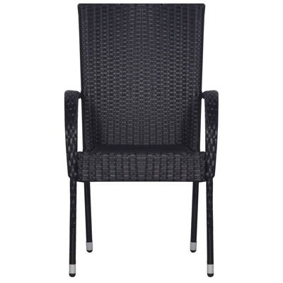 Stackable Outdoor Chairs 6 pcs Poly Rattan Black