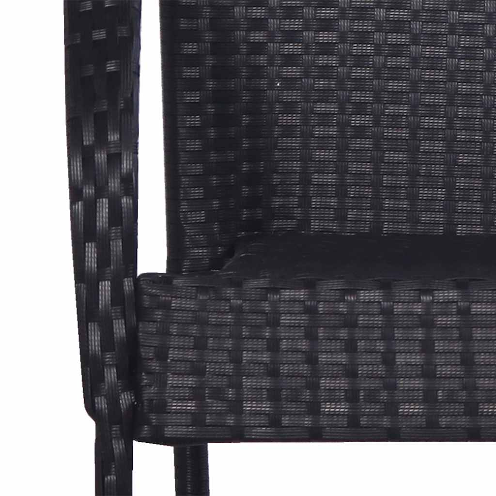 Dining Chair | Set of 6 | Black | PE Rattan | One Size | Stackable