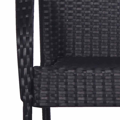 Dining Chair | Set of 6 | Black | PE Rattan | One Size | Stackable