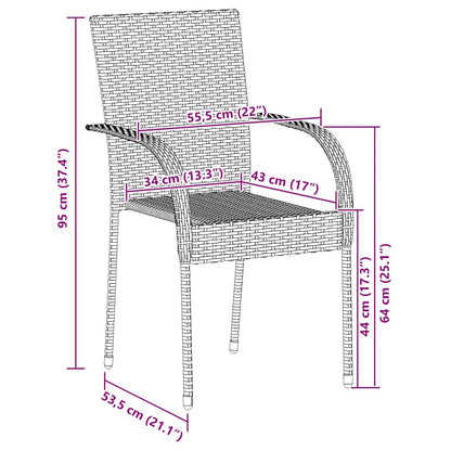 Dining Chair | Set of 6 | Black | PE Rattan | One Size | Stackable