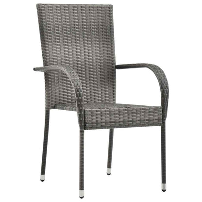 Stackable Patio Chairs 6 pcs Gray Poly Rattan