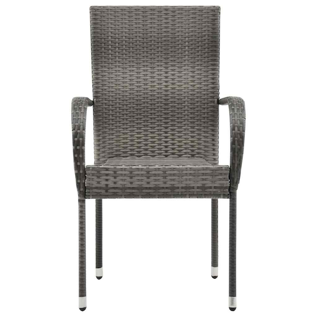 Stackable Patio Chairs 6 pcs Gray Poly Rattan
