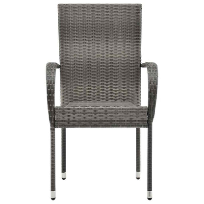 Stackable Patio Chairs 6 pcs Gray Poly Rattan