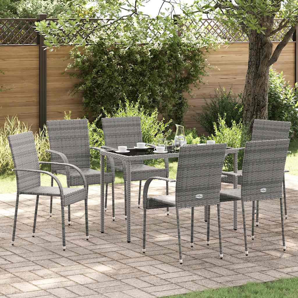 Stackable Patio Chairs 6 pcs Gray Poly Rattan