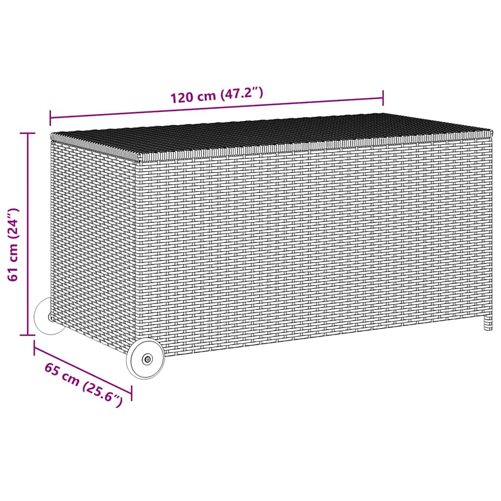 Patio Storage Box Light Gray 47.2"x25.6"x24" Poly Rattan