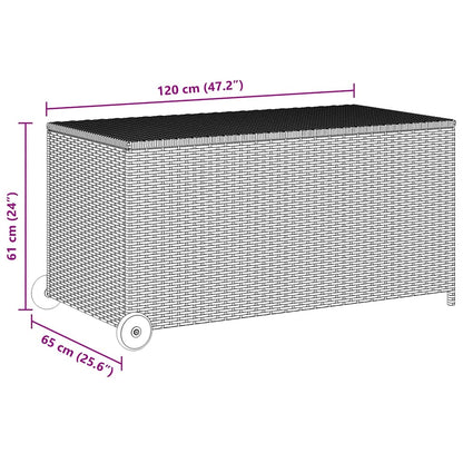 Patio Storage Box Light Gray 47.2"x25.6"x24" Poly Rattan