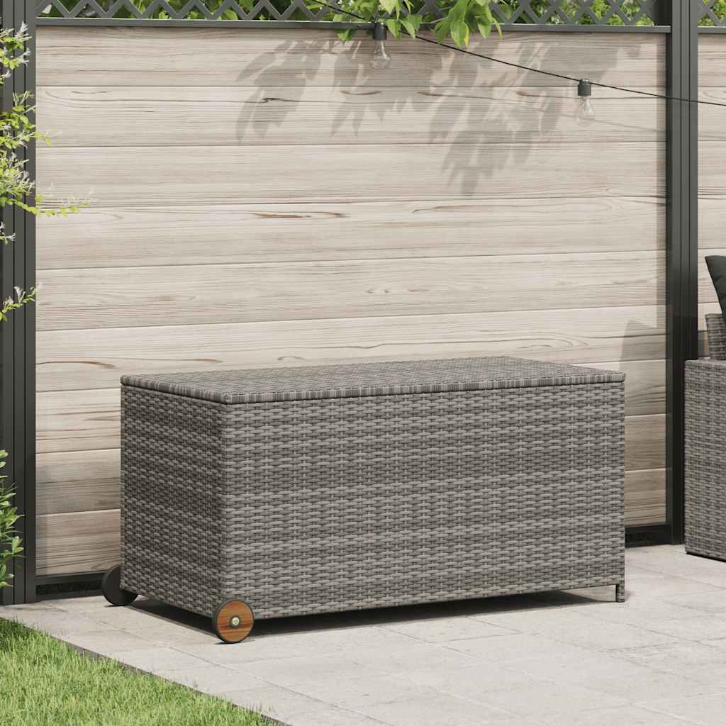 Patio Storage Box Light Gray 47.2"x25.6"x24" Poly Rattan