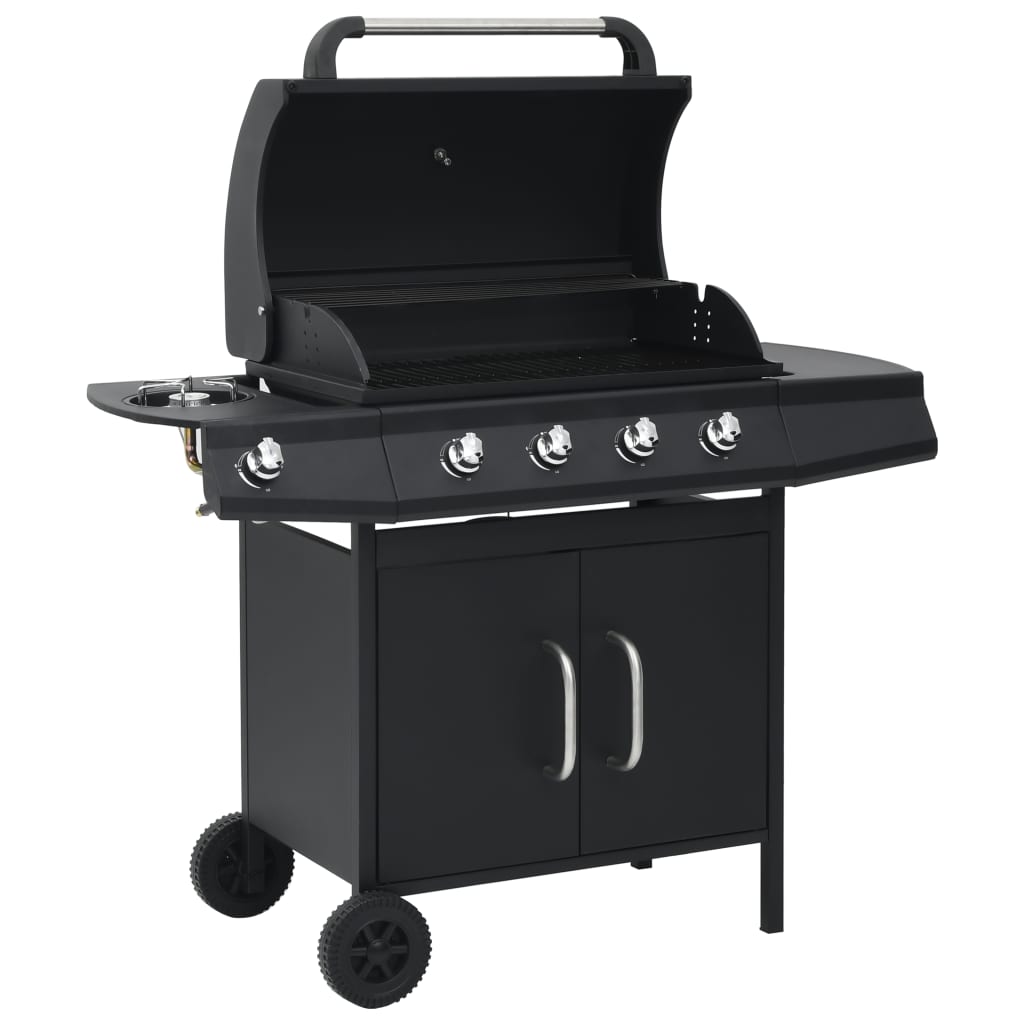 Gas Barbecue Grill 4+1 Cooking Zone Black Steel