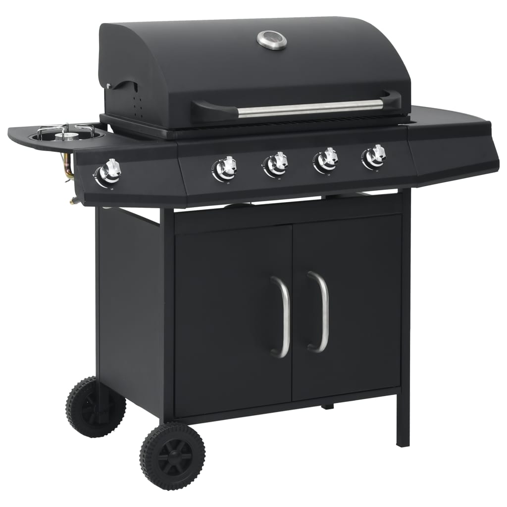 Gas Barbecue Grill 4+1 Cooking Zone Black Steel