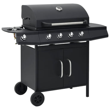 Gas Barbecue Grill 4+1 Cooking Zone Black Steel