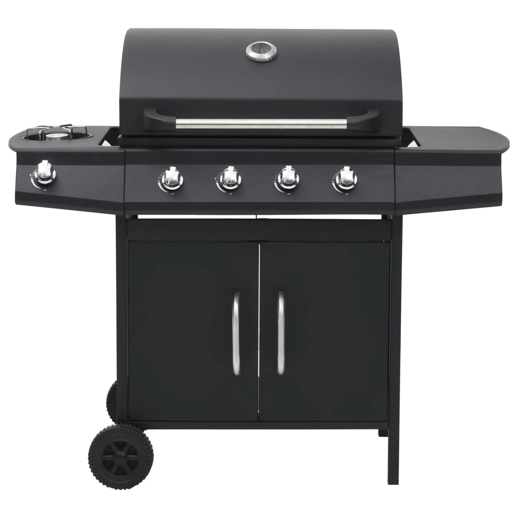 Gas Barbecue Grill 4+1 Cooking Zone Black Steel