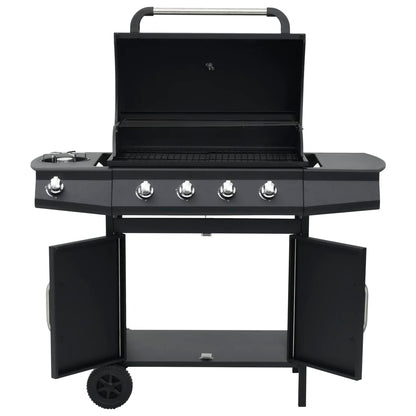 Gas Barbecue Grill 4+1 Cooking Zone Black Steel