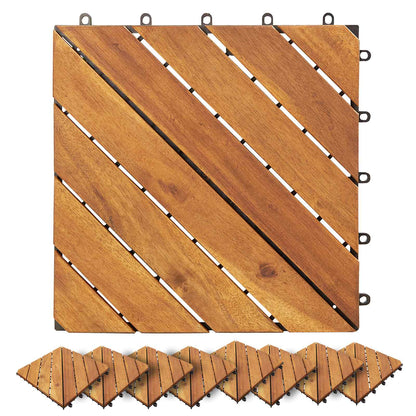 Decking Tile 10 pcs Brown 11.81 x 11.81 in Acacia Hardwood
