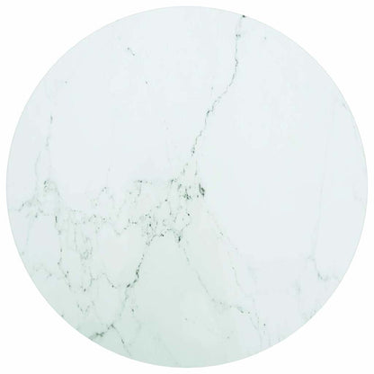 Table Top White Ø50x0.8 cm Tempered Glass with Marble Design