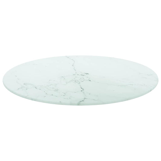 Table Top | White with marble pattern | Tempered Glass | Medium | Sturdy