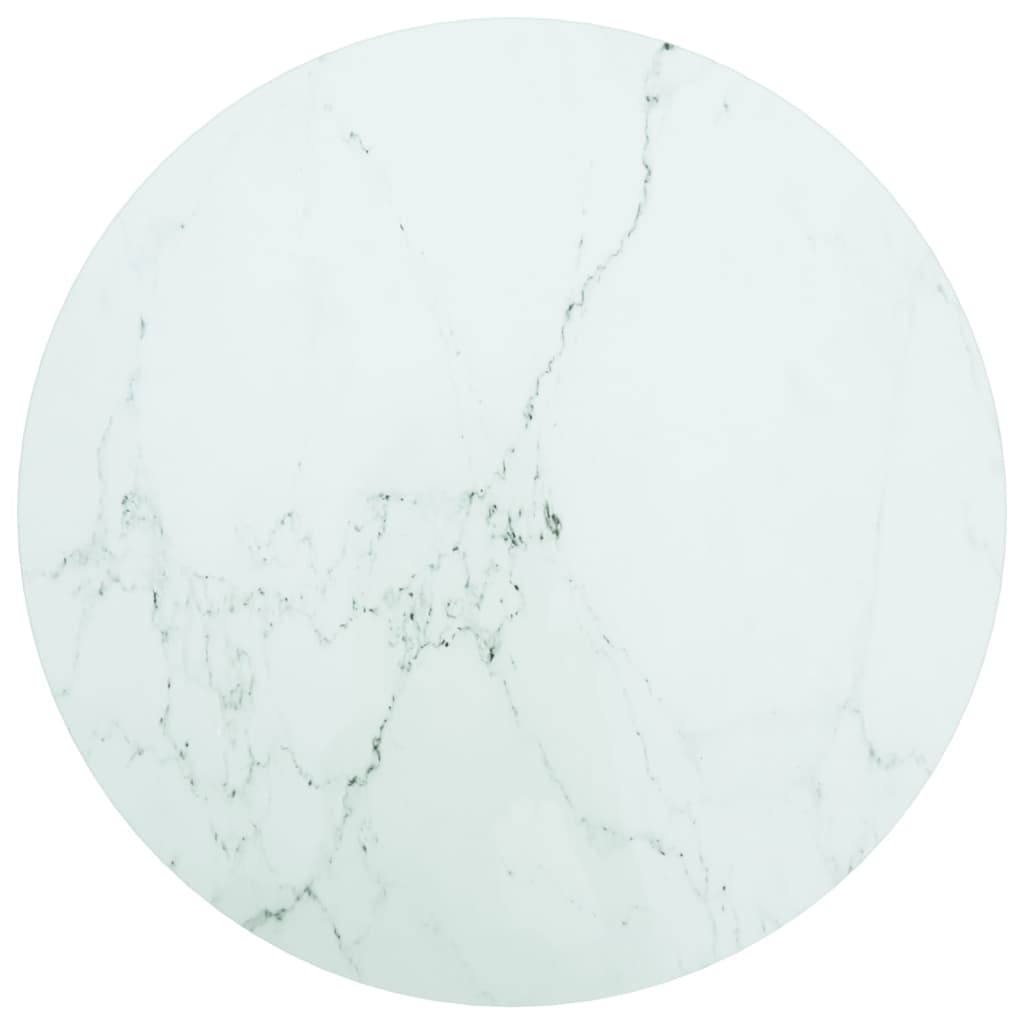 Table Top White ?60x0.8 cm Tempered Glass with Marble Design