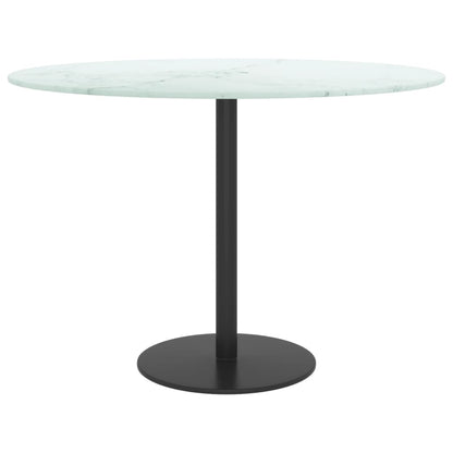 Table Top White ?60x0.8 cm Tempered Glass with Marble Design