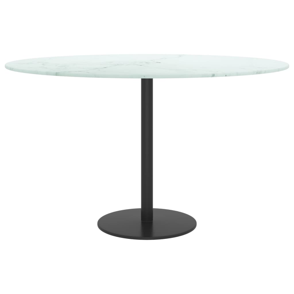 Table Top White ?70x0.8 cm Tempered Glass with Marble Design