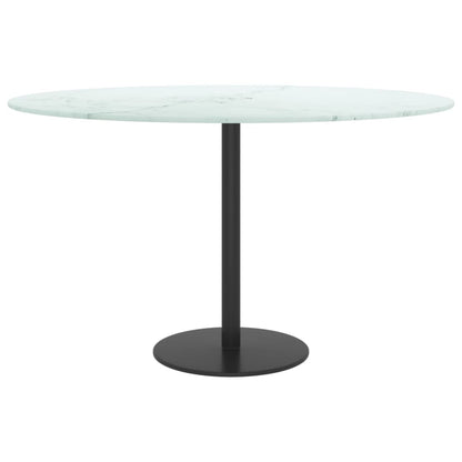 Table Top White ?70x0.8 cm Tempered Glass with Marble Design