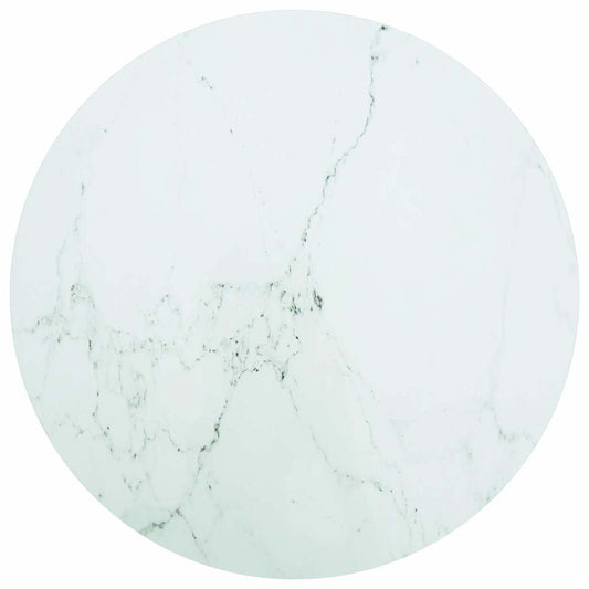 Table Top | White with marble design | Tempered Glass | Ø90x1 cm