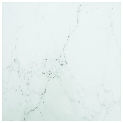 Table Top White 30x30 cm 6 mm Tempered Glass with Marble Design